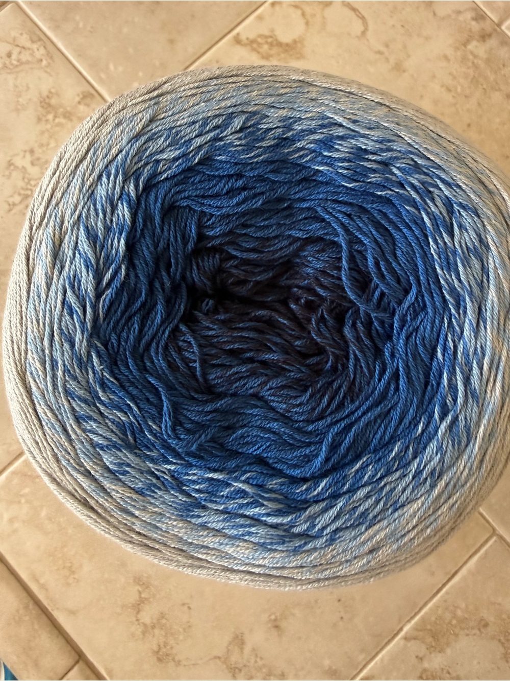 Yarn Art Flowers Blue Gradient Yarn Cake - Navy to Pale Blue/Gray